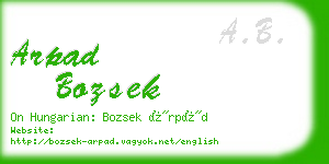 arpad bozsek business card